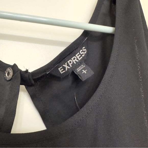 Express Black Sheer Cut Out Open Back Top - Picture 3 of 5